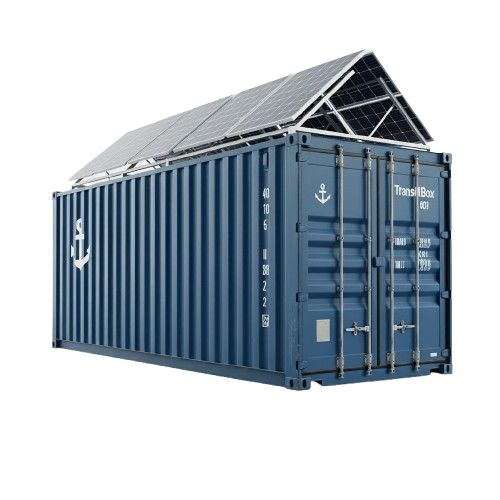 Zeecontainer uit het TransitBox-assortiment; informeer naar Container met zonnepanelen