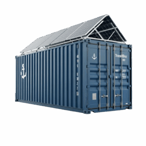 Container met zonnepanelen